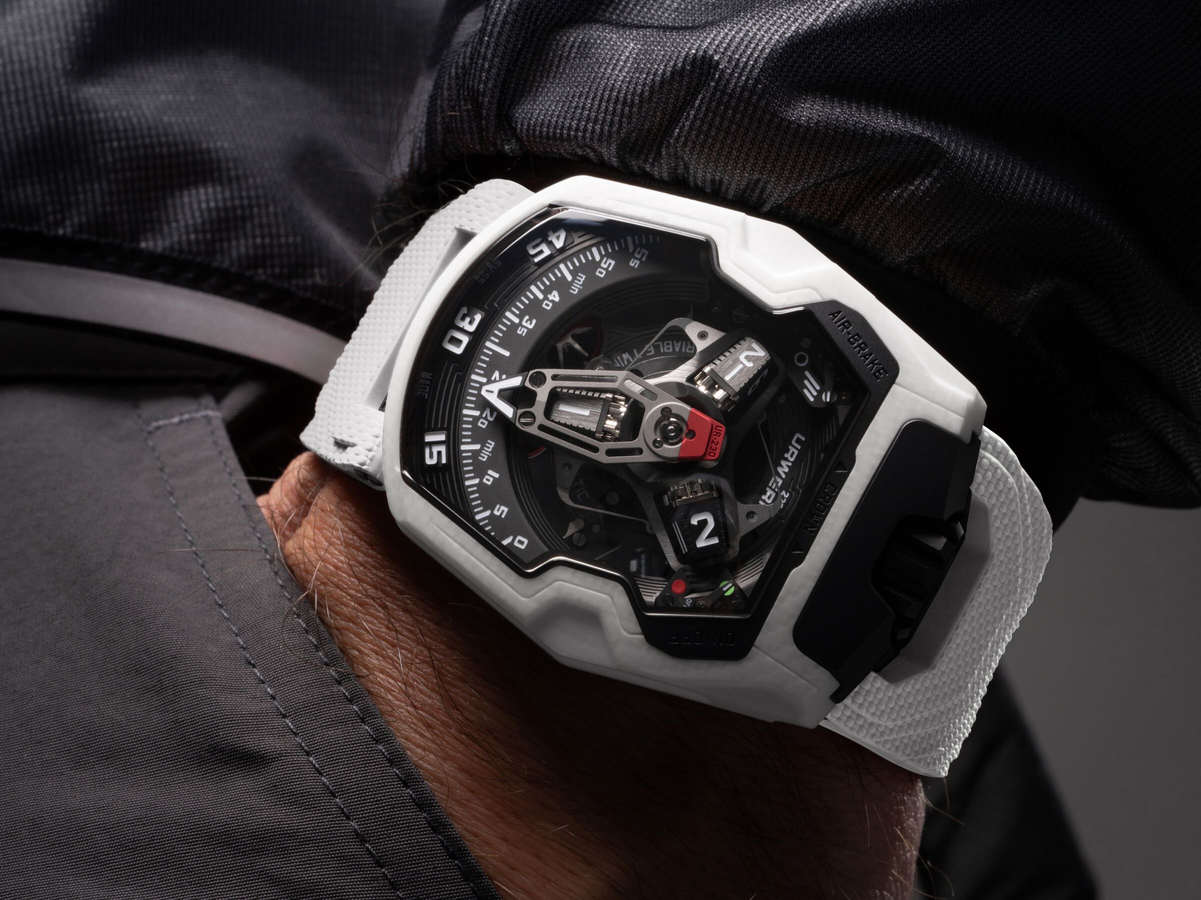 wrist shot on grey pants
