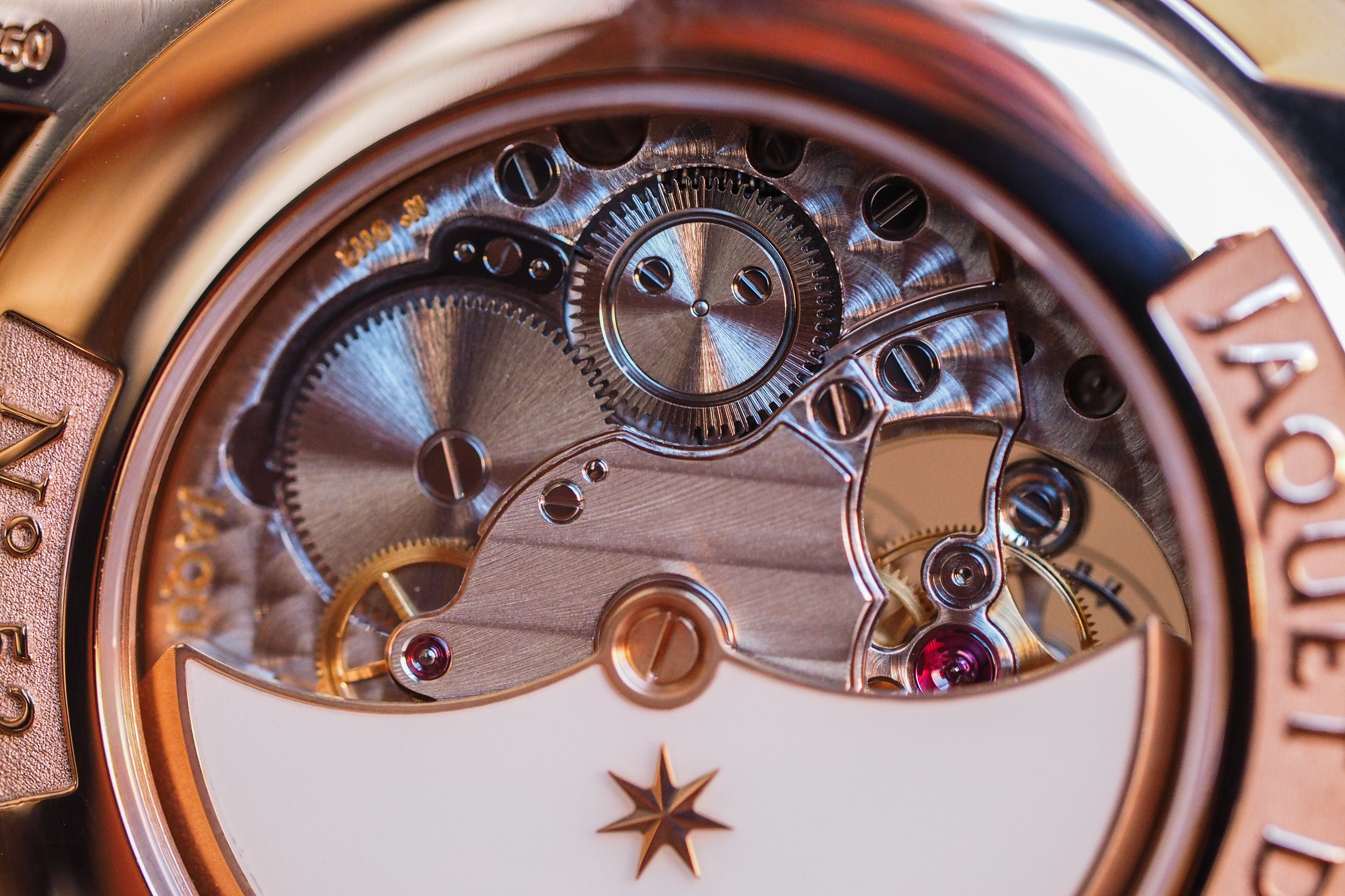 Jaquet Droz Grande Seconde Tourbillon Ivory Enamel rotor and winding bridge