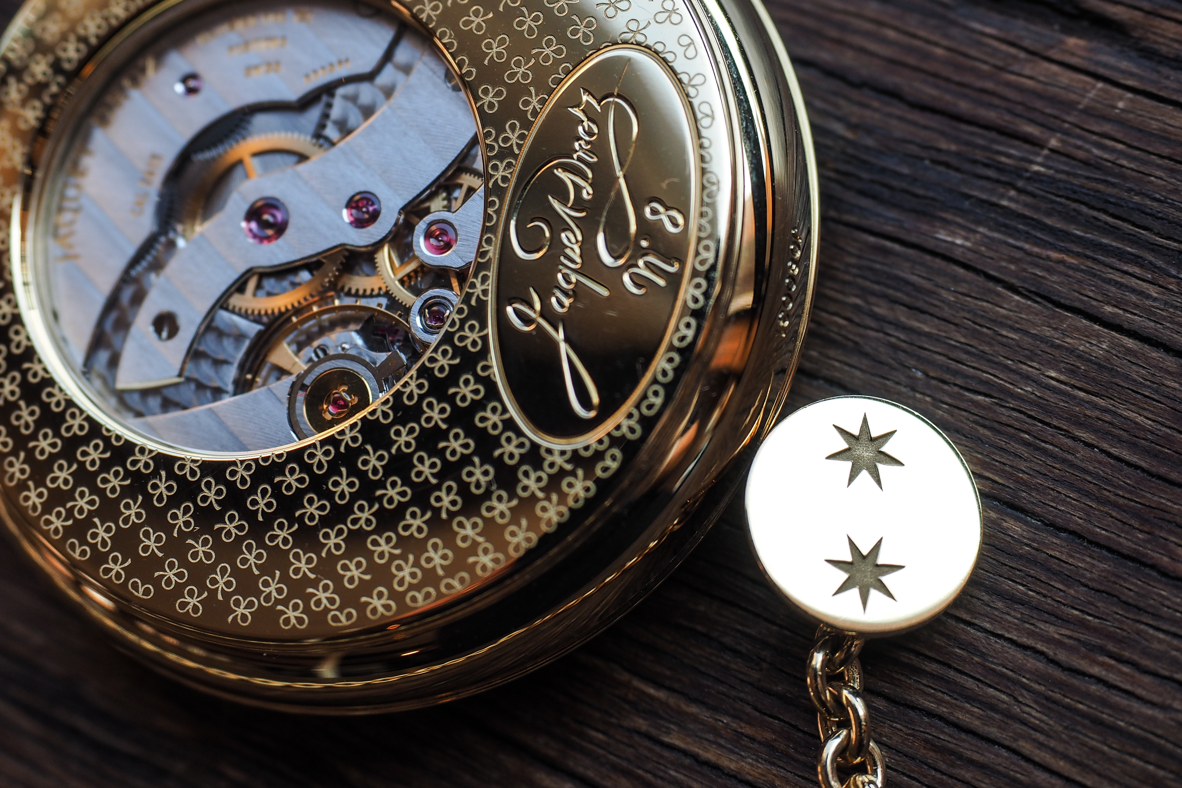 La Montre de Poche Email Ivoire case, movement and chain