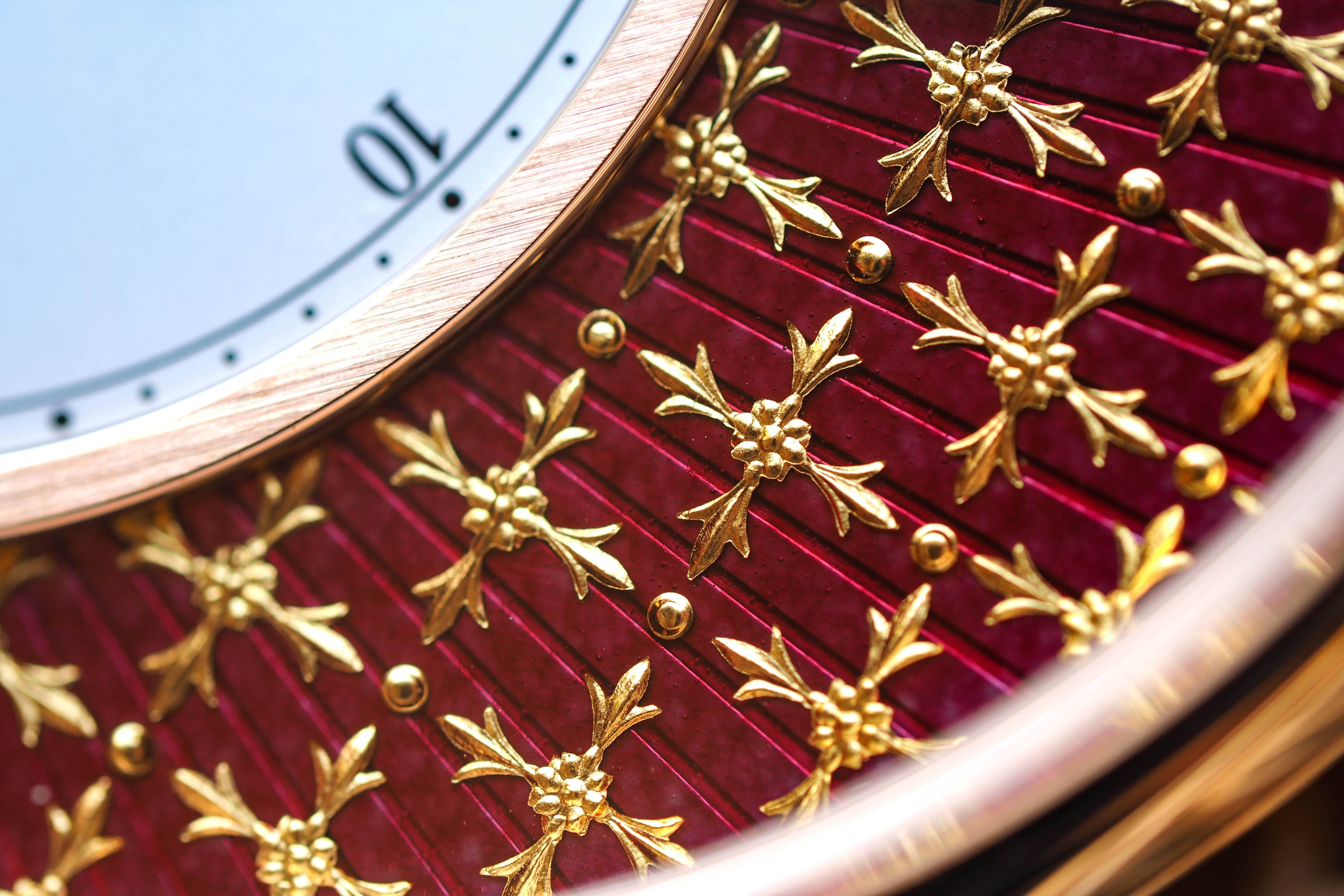 Gold paillons on the Jaquet Droz Pocket Watch Paillonée