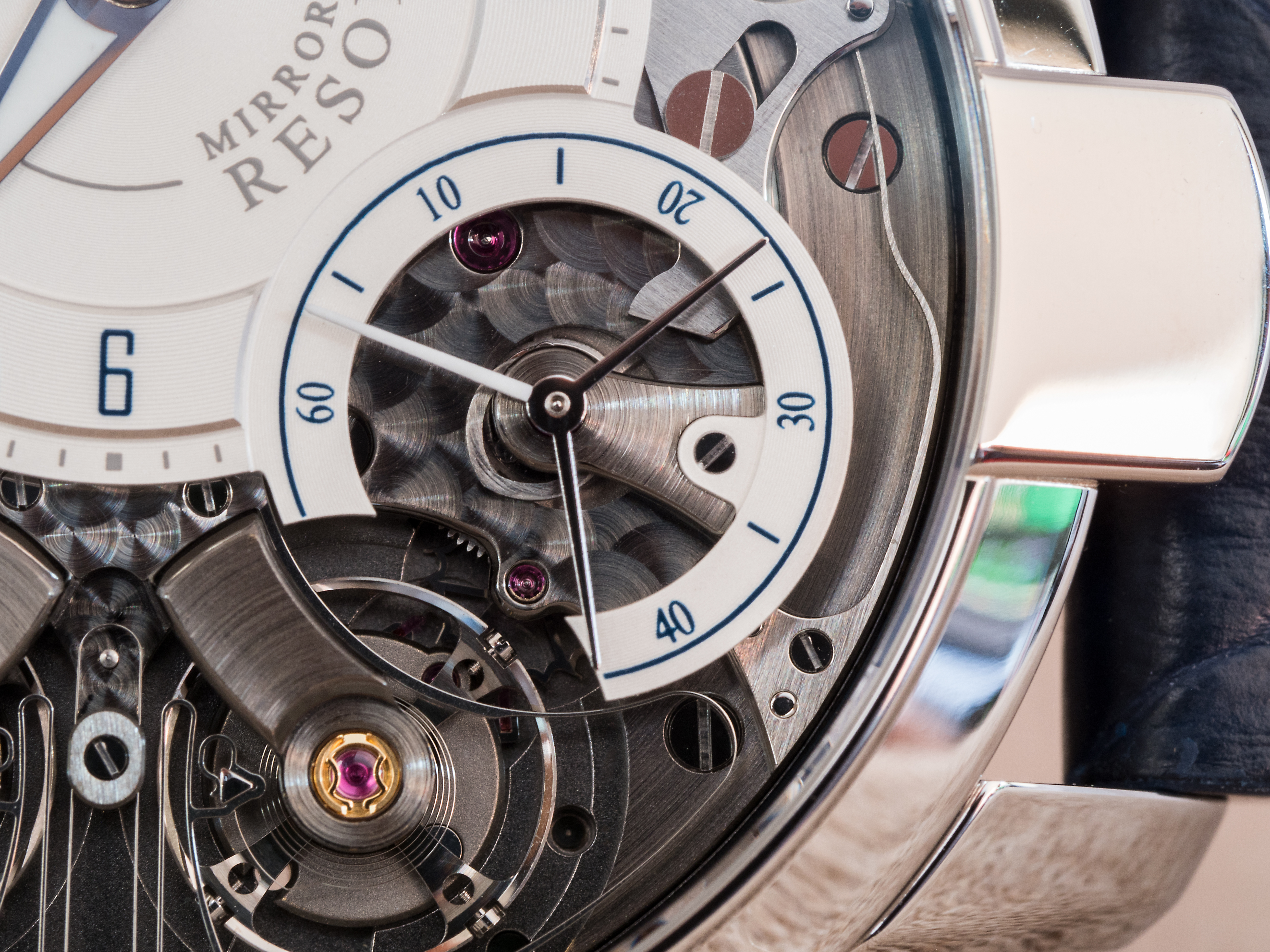 Armin Strom Mirrored Force Resonance Water seconds subdial and reset mechanism