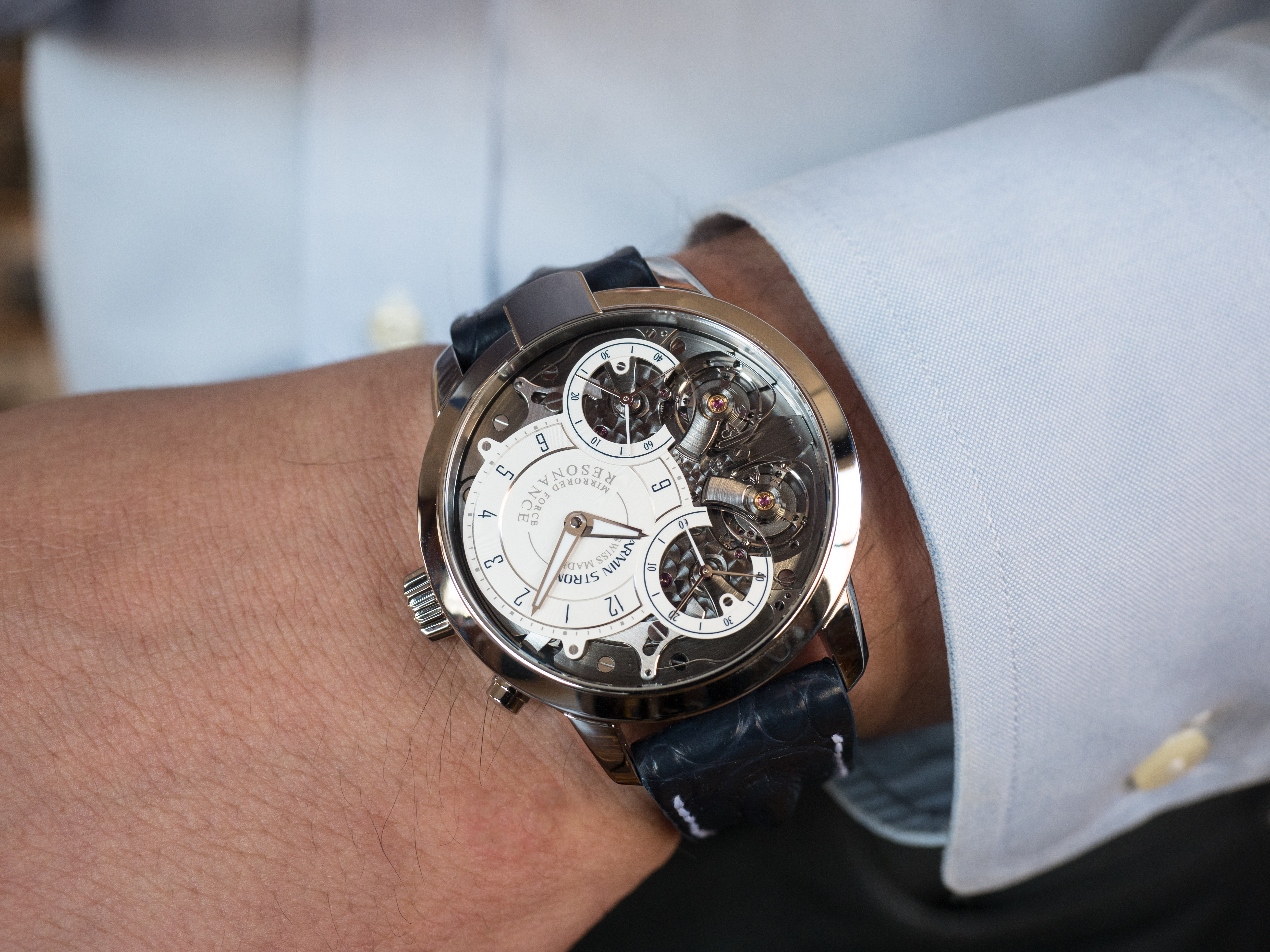 Armin Strom Mirrored Force Resonance "Water" wrist shot