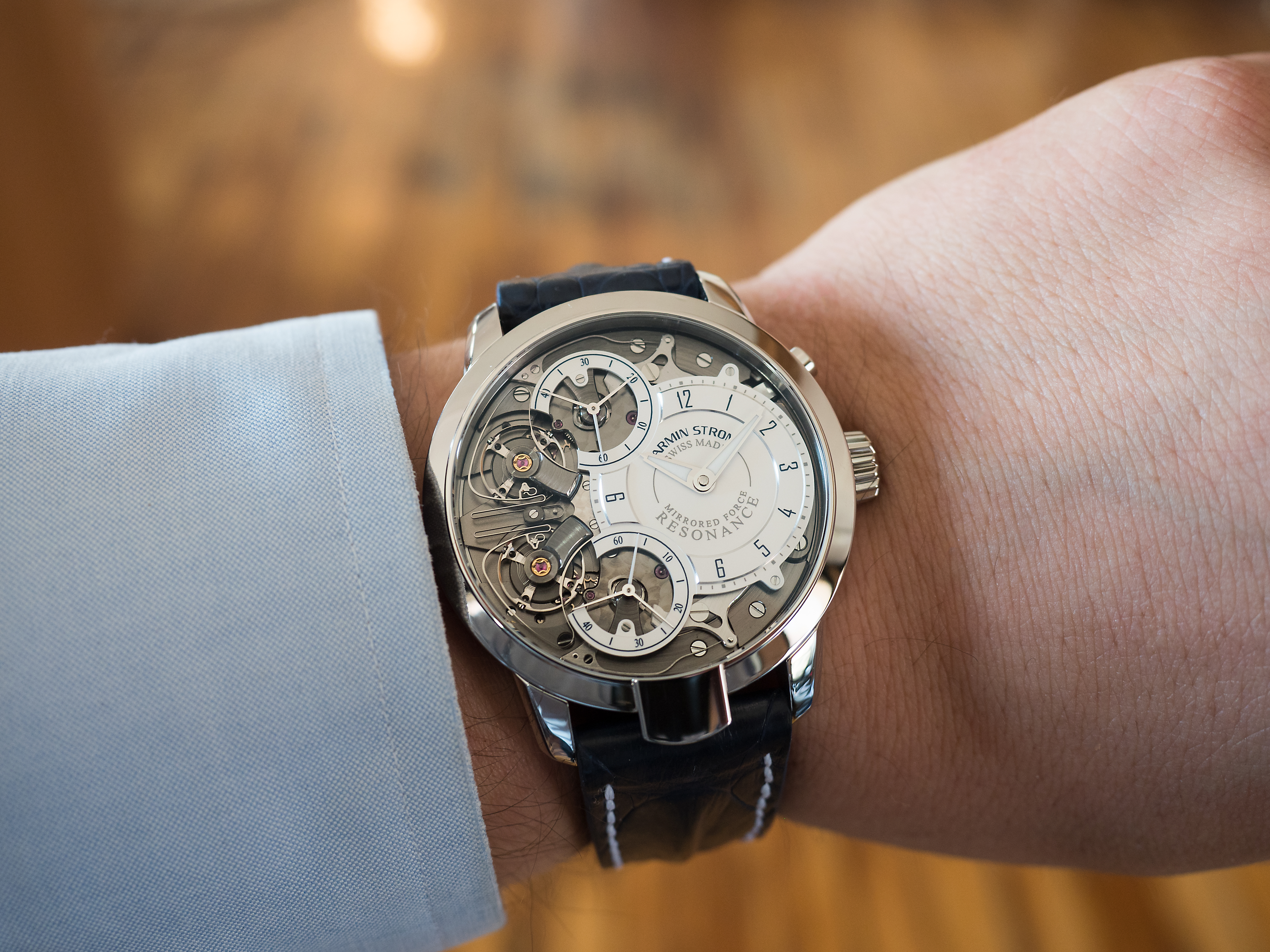 Armin Strom Mirrored Force Resonance Water on the wrist