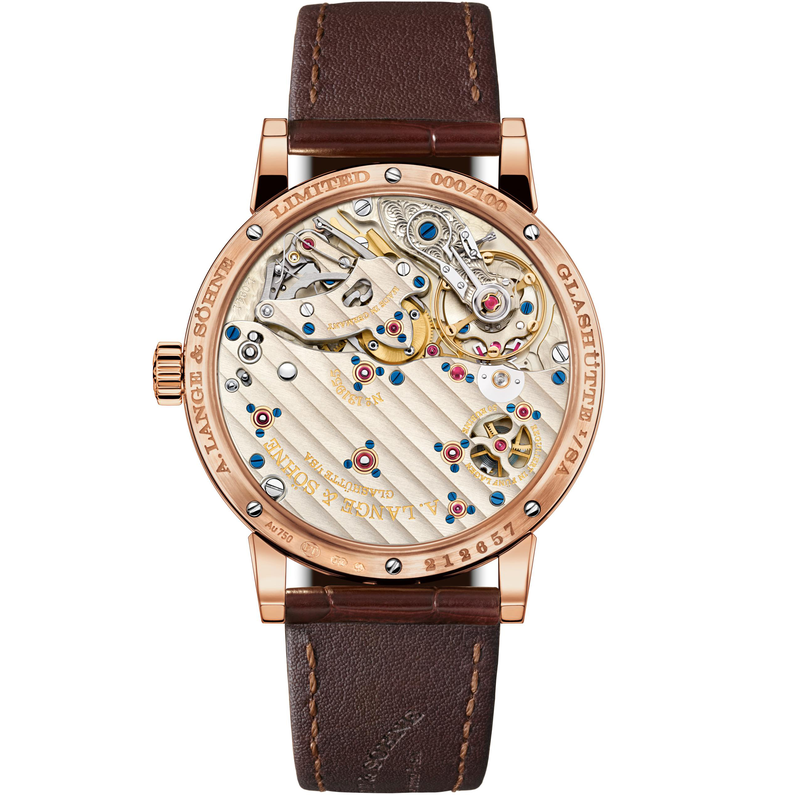 richard lange jumping seconds pink gold caseback