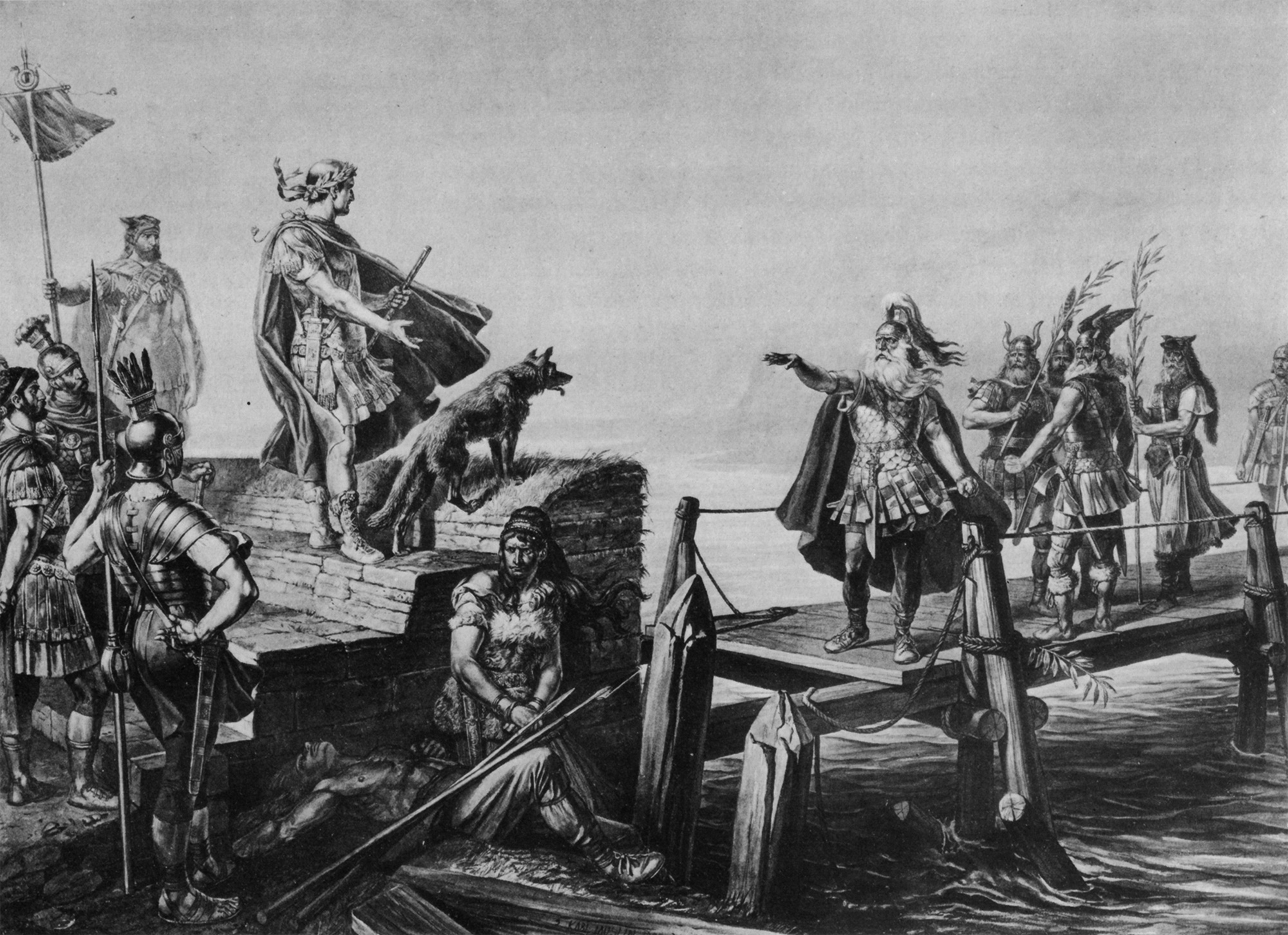 Caesar and Dvico of the Helvetii negotiating