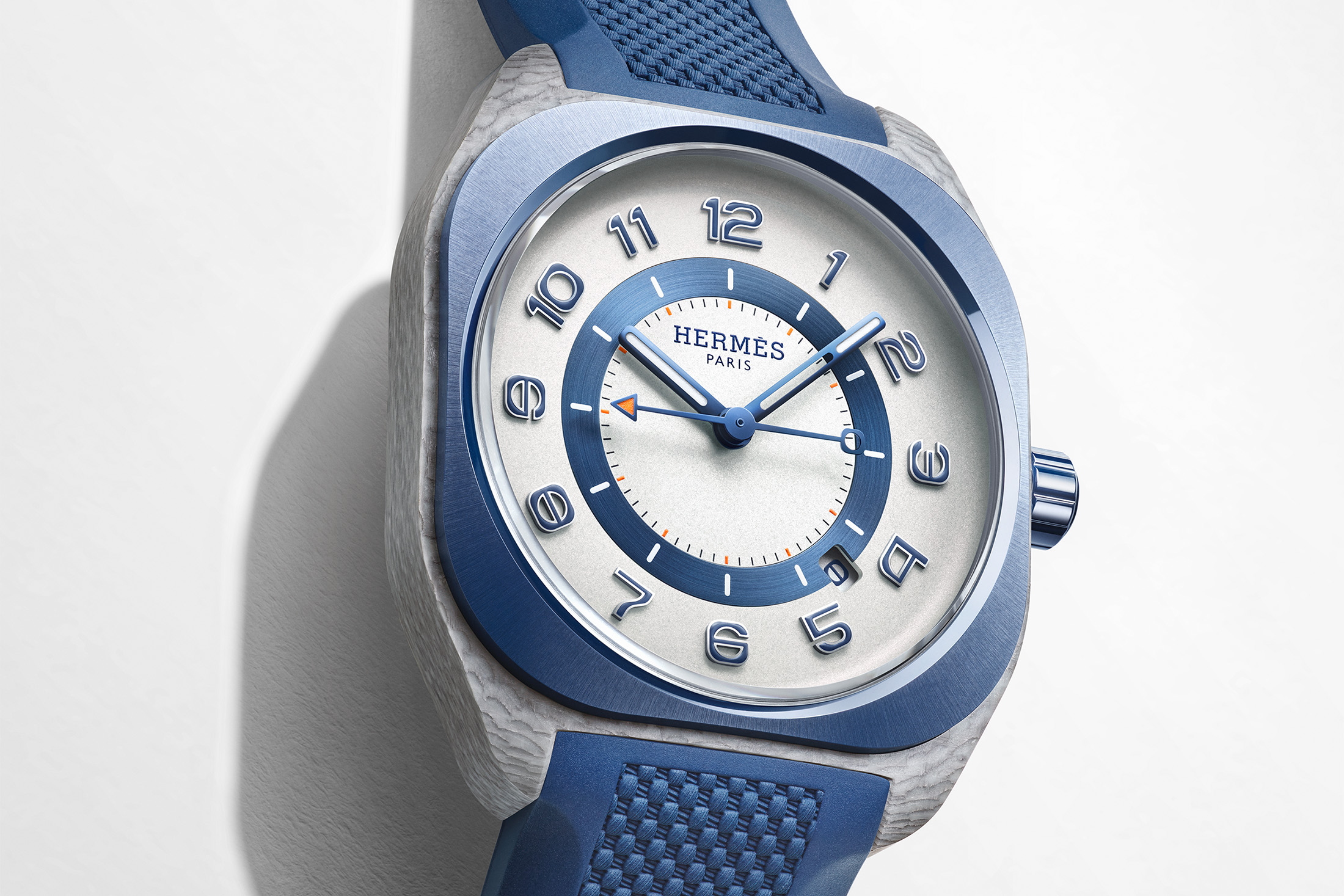 Hermès H08 Bleu de Malte, dial and composite case