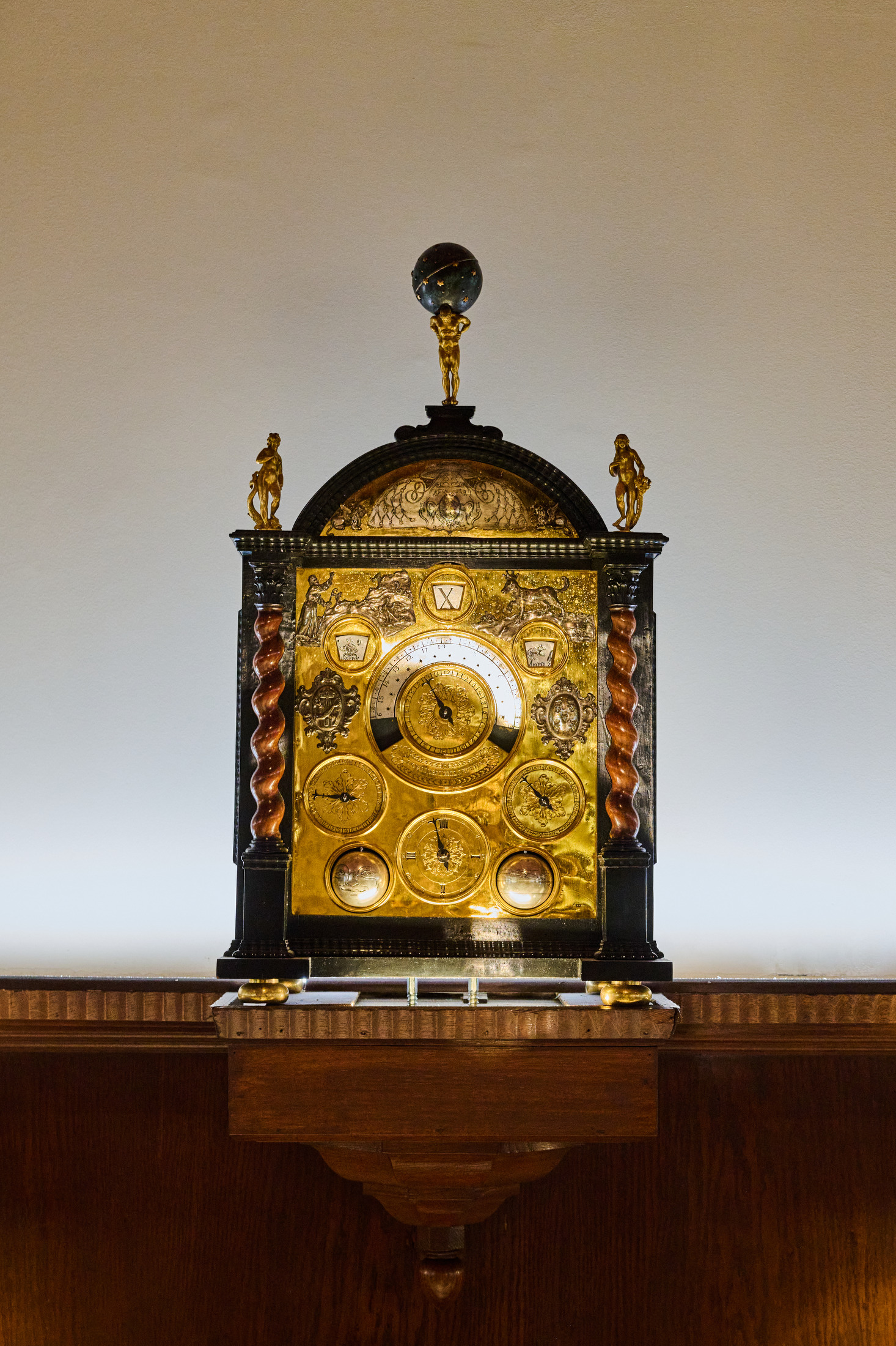  17th-century astronomical clock, signed “Giovanni Brugell Venetia”