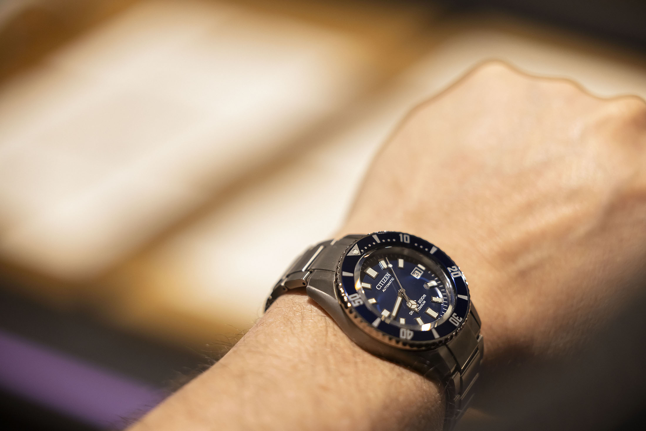 A black watch on a wrist