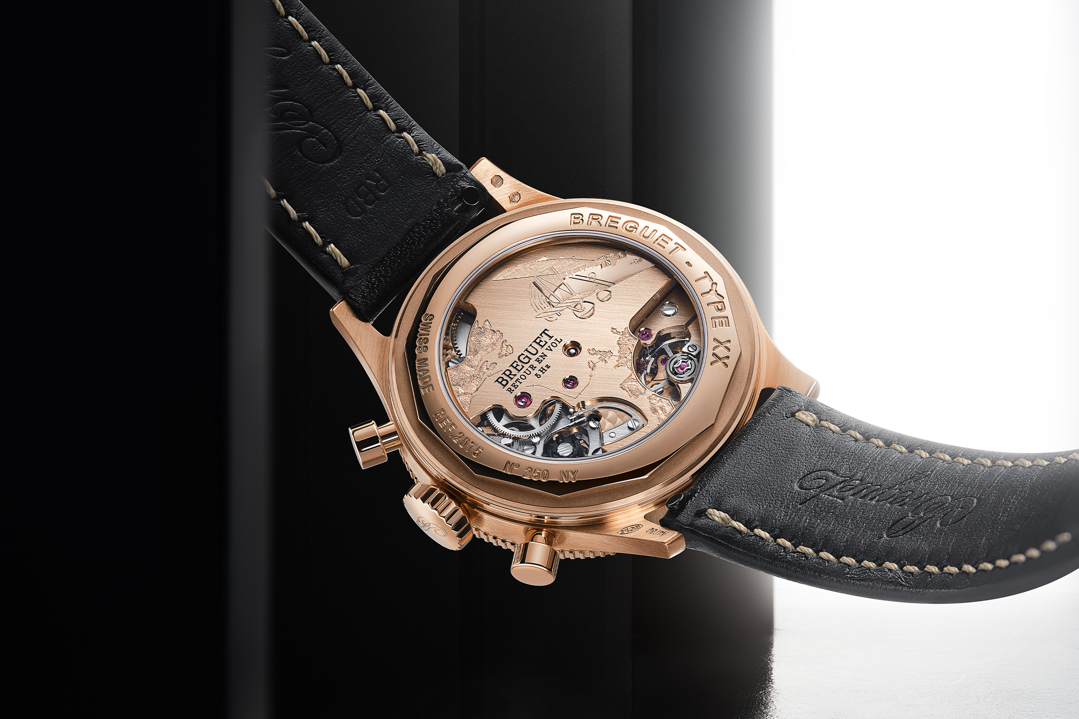 The Breguet Type XX Chronographe 2075BH caseback