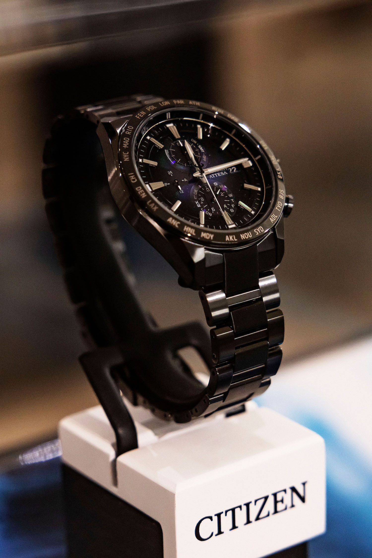 A black watch with multiple dial rings