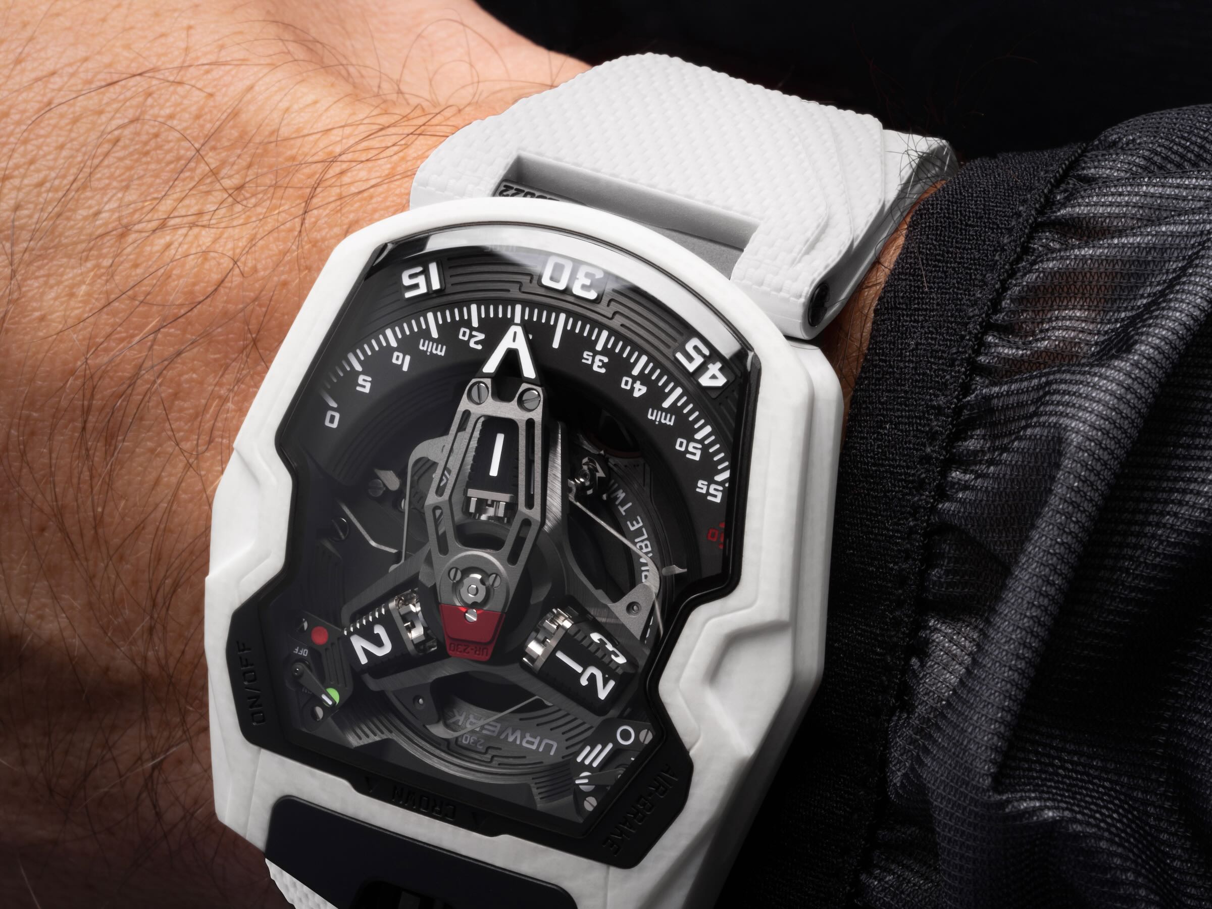 closeup of time telling complication