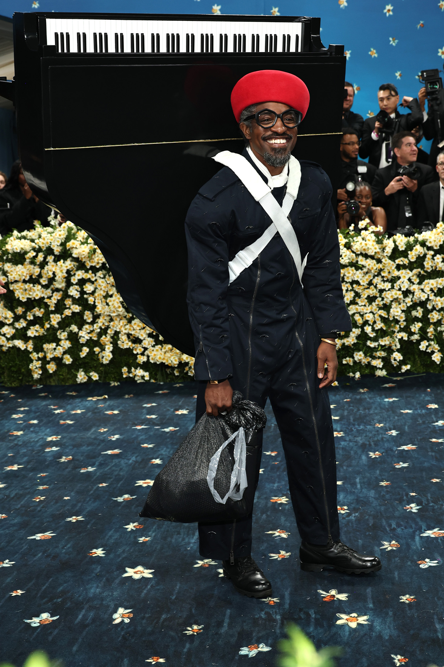 Andre 3000 at the Met Gala wearing a Cartier Tank Louis