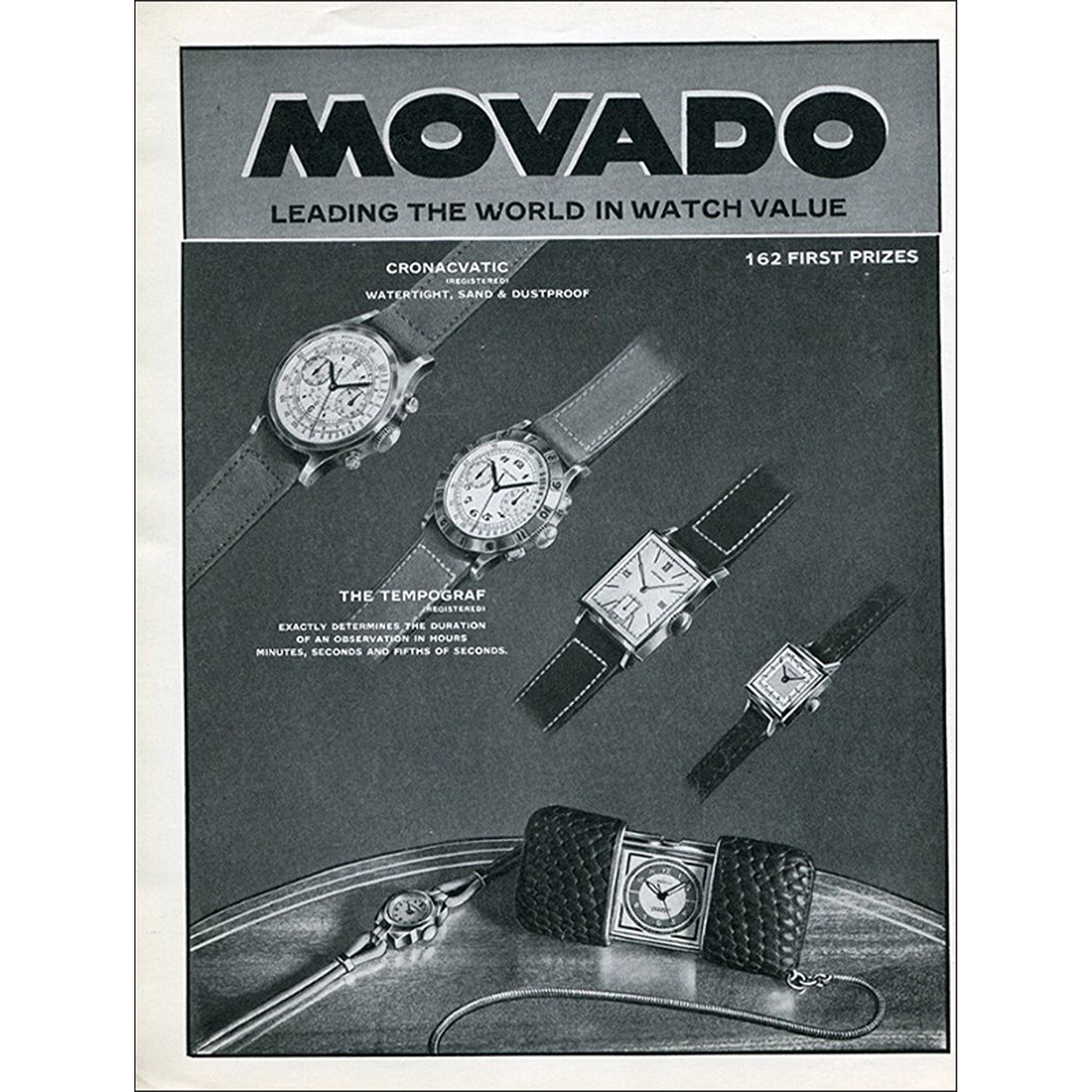 A vintage 1940s Movado advertisement
