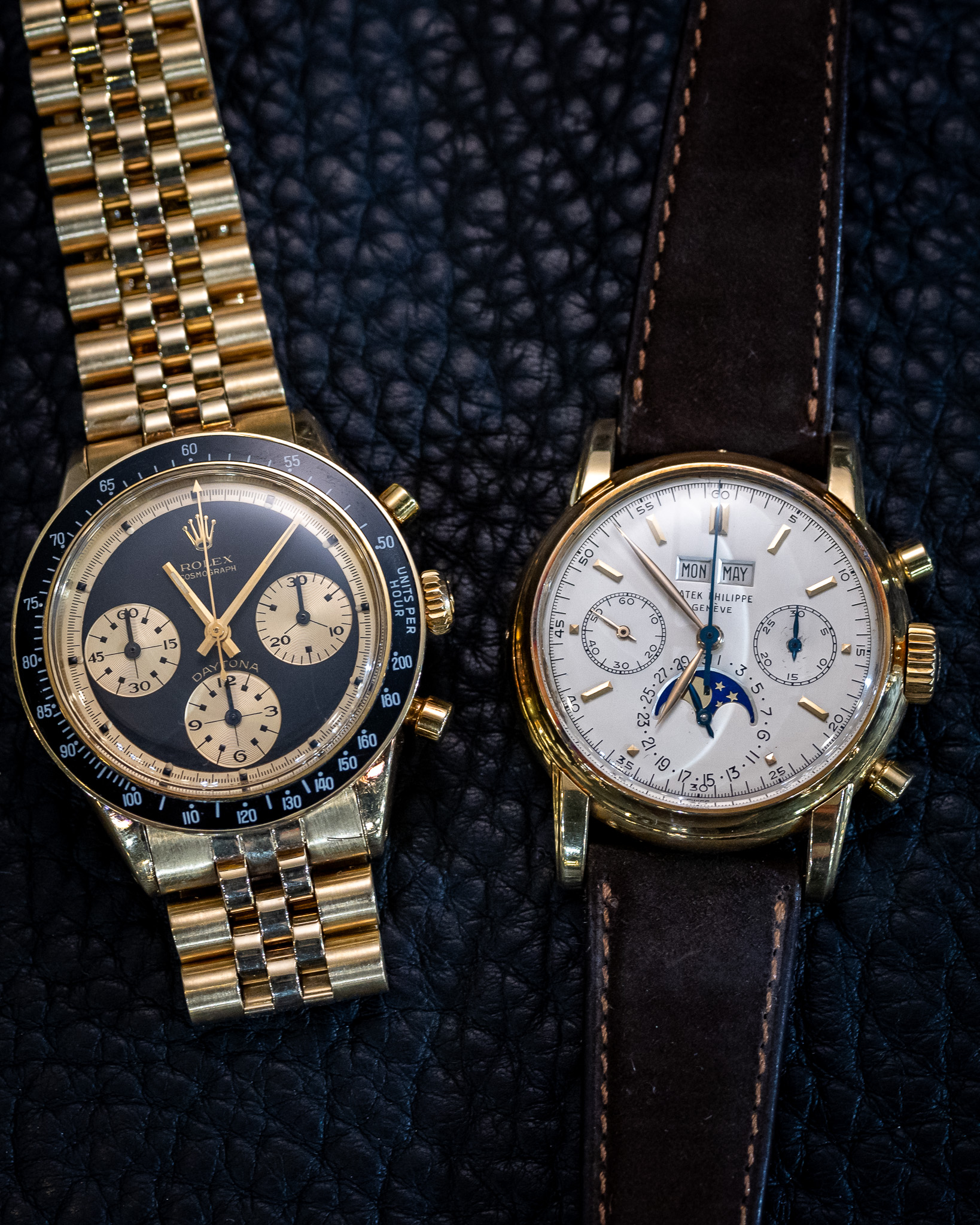 vintage patek and rolex chronograph