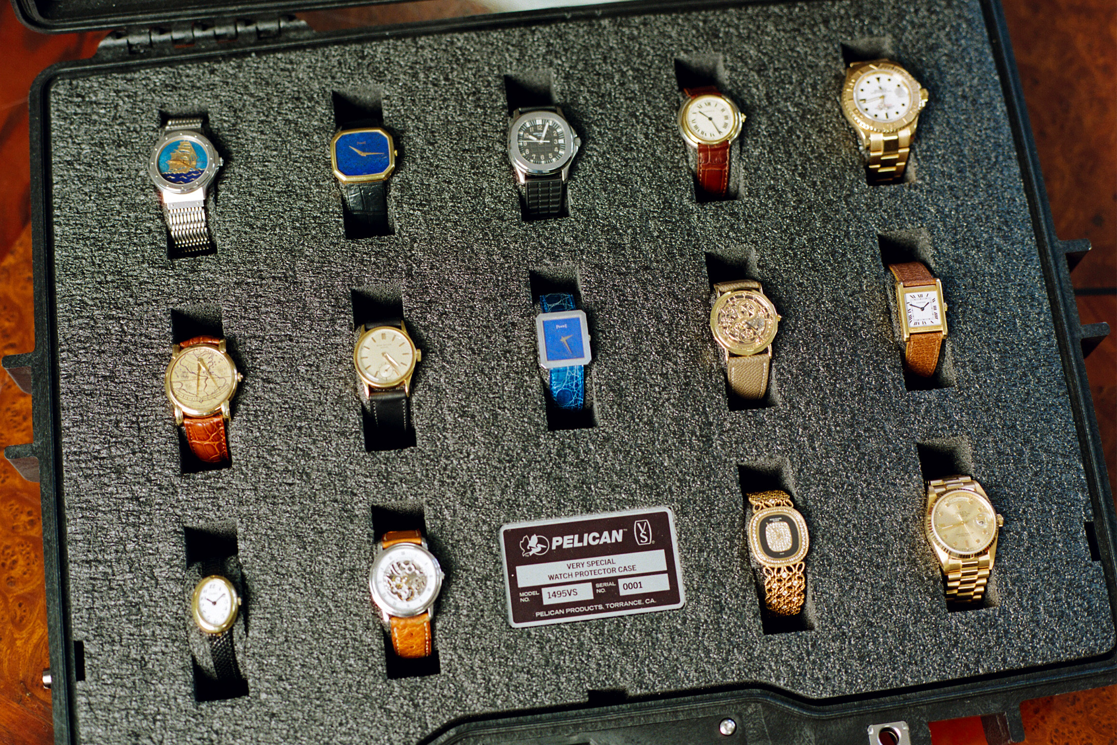 Pelican case with watches