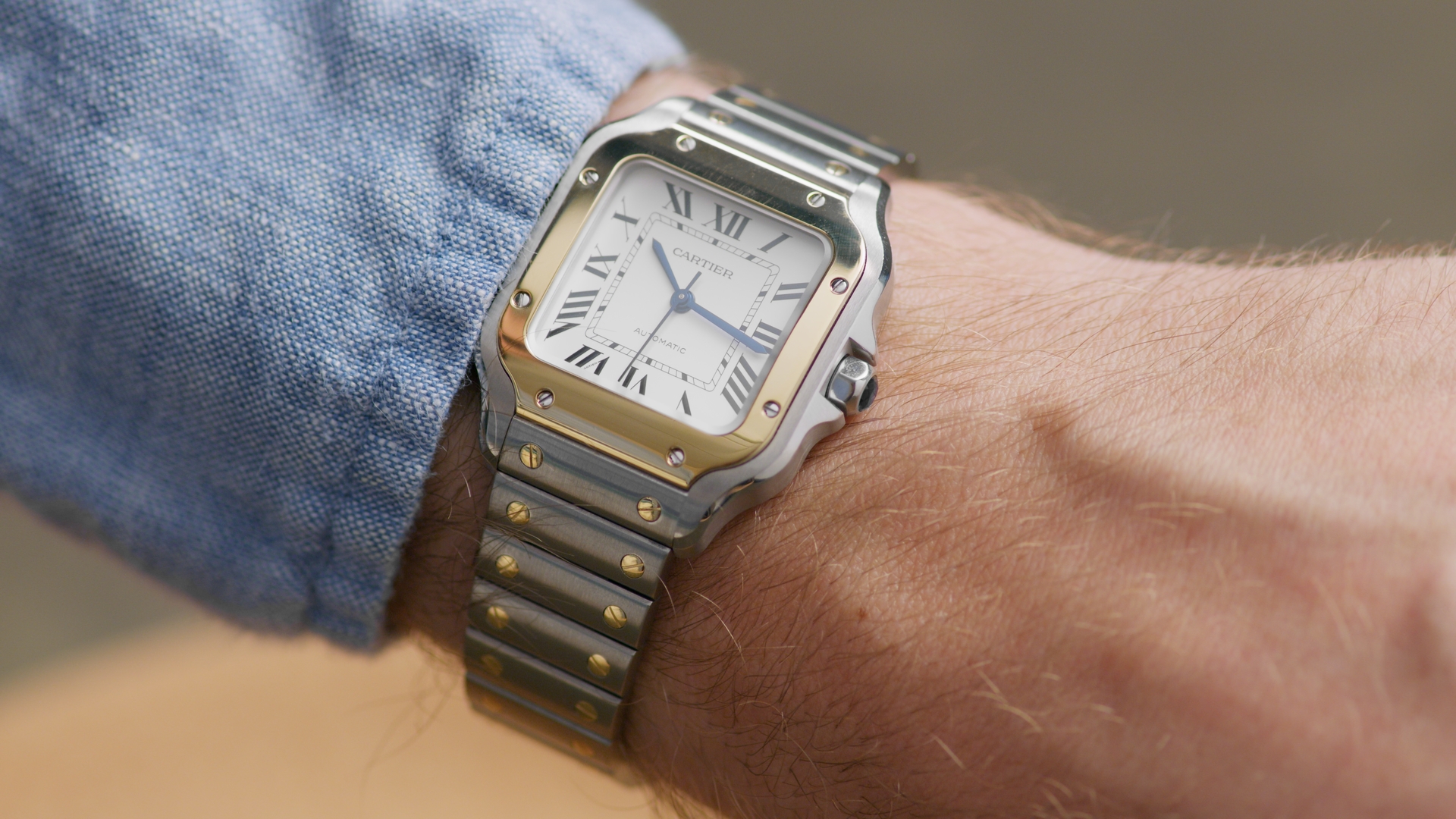 Santos De Cartier Medium Steel And Gold