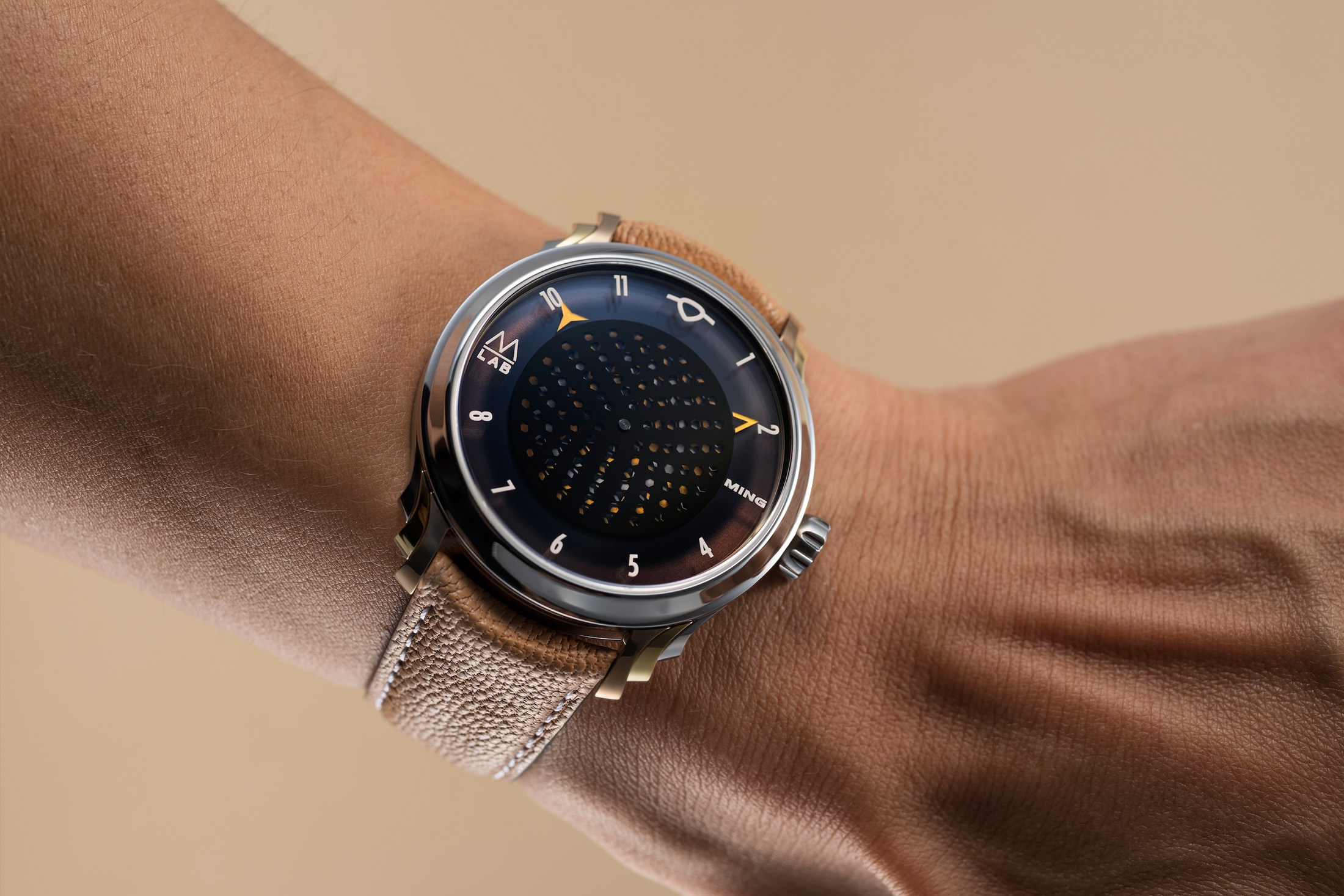 MING × Massena LAB 57.09 Secret Honey on the wrist