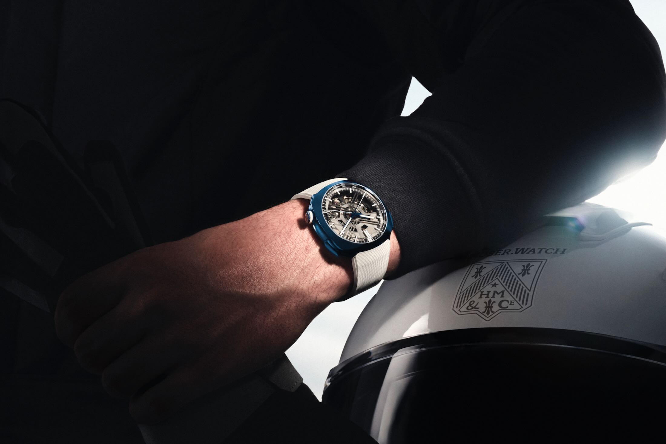 Lifestyle shot of the Moser streamliner drivers chronograph