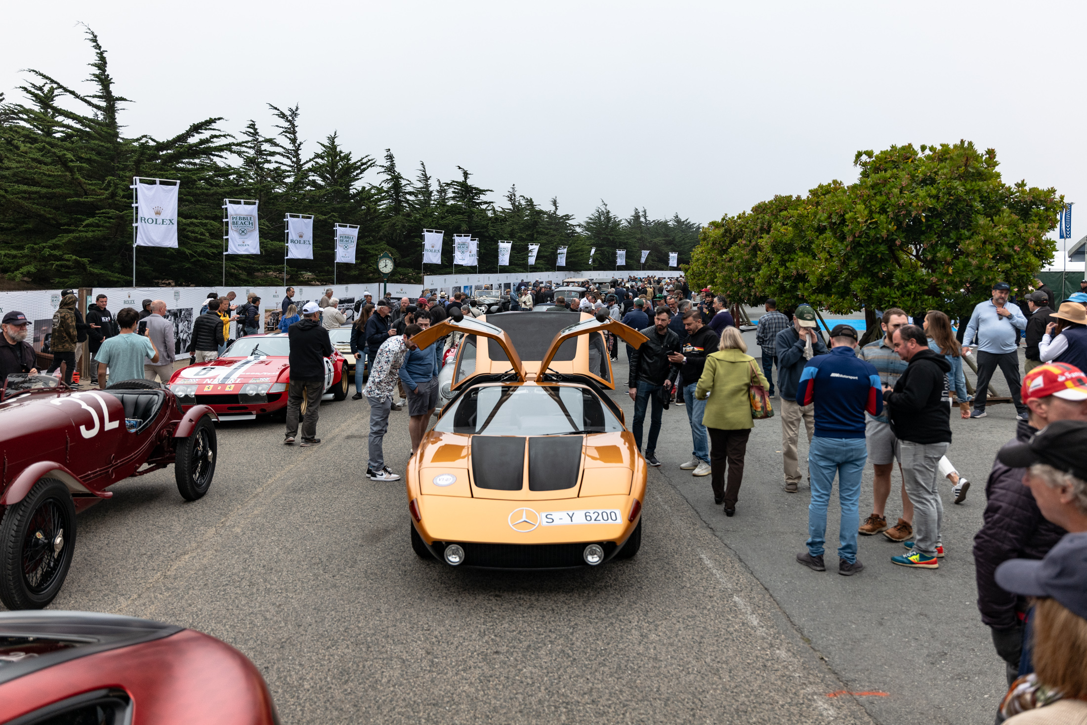 the crowd at a car show