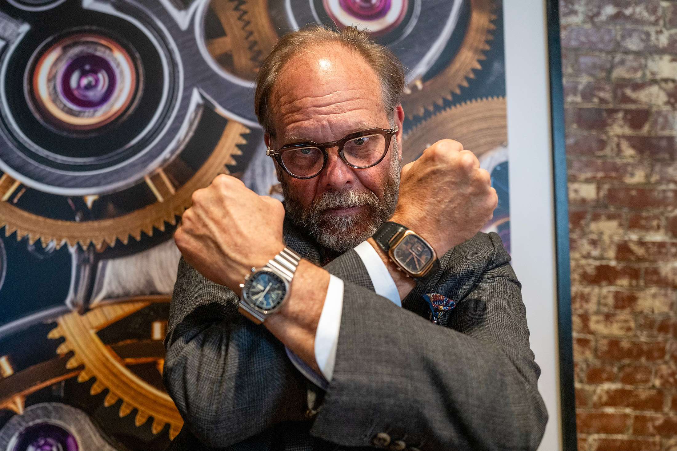 Alton wearing a watch on each wrist