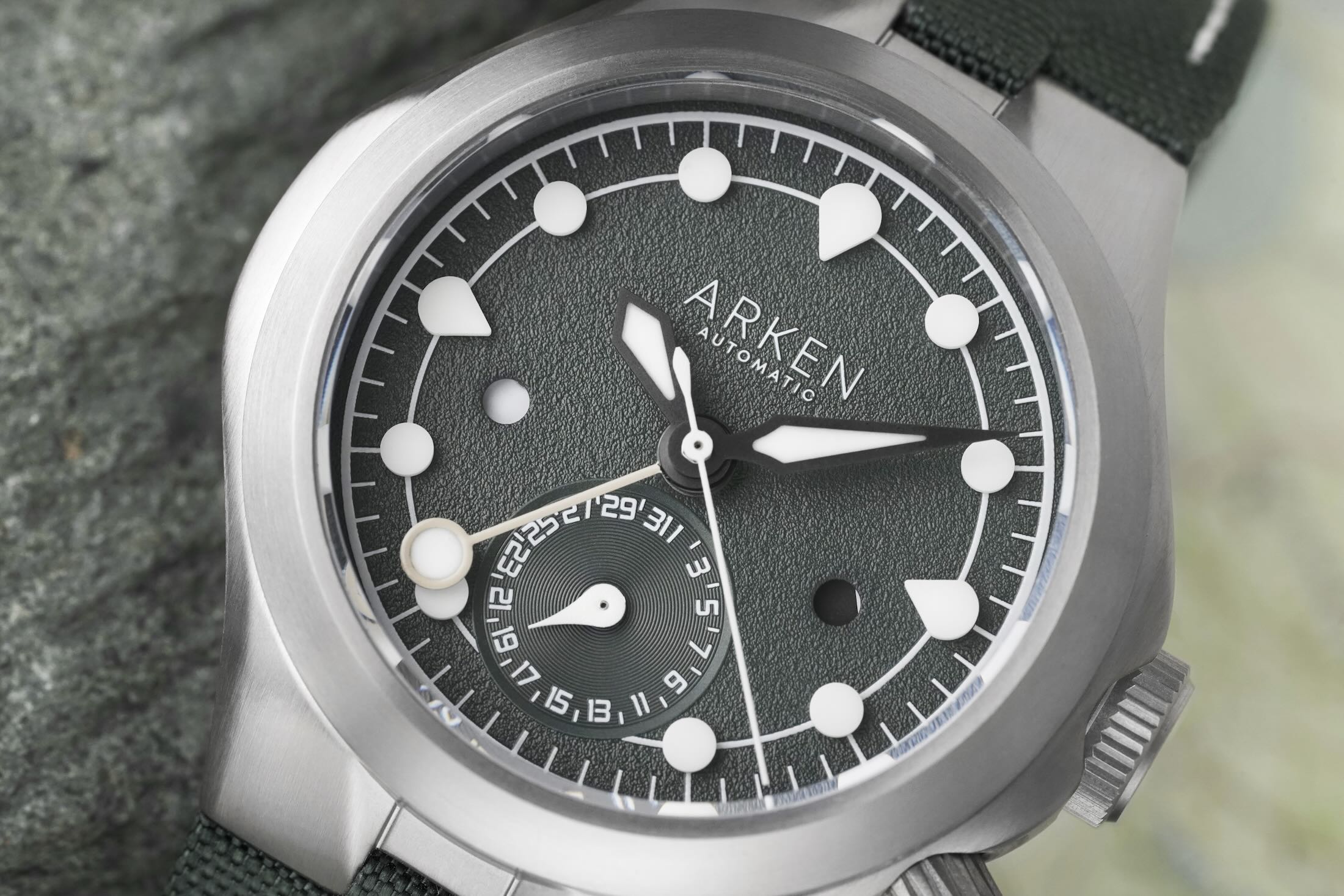 Alterum Sage Green Dial Closeup
