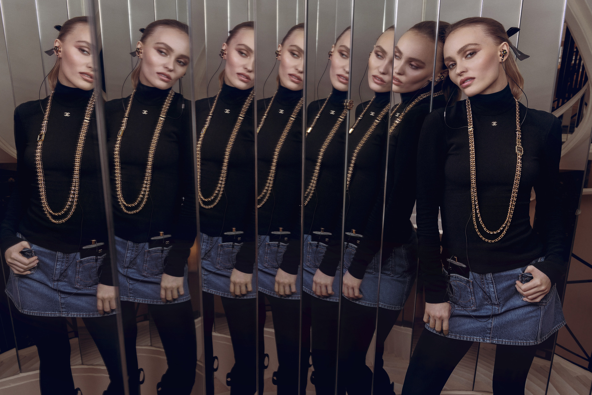 Lily Rose Dep in Chanel headphones