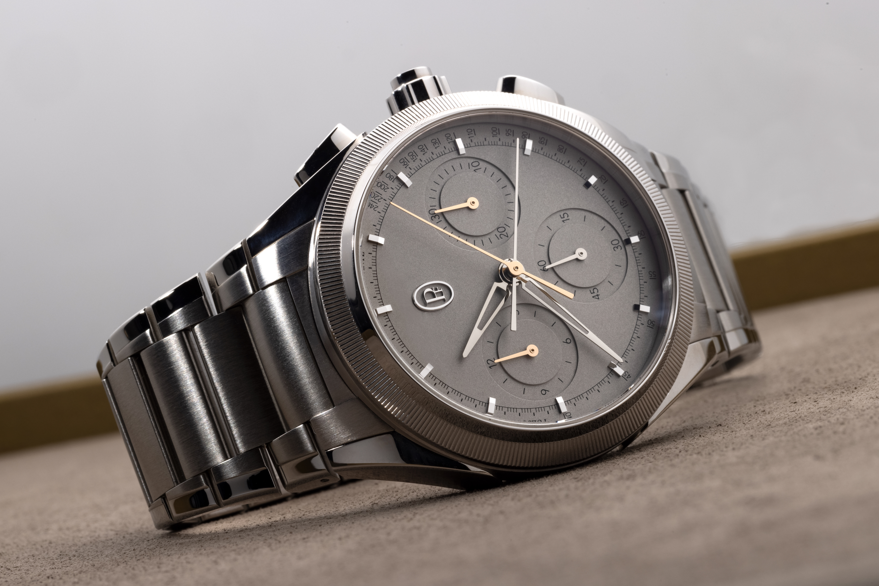 The Tonda PF Split-Seconds laying on its side. 